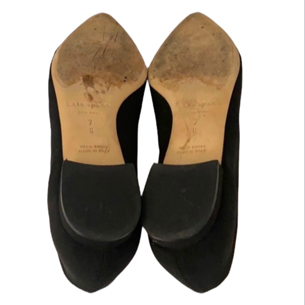 Authentic Kate Spade ♠️ black fabric designer flats Sz 7 - Picture 8 of 8
